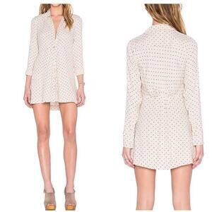 Free People Tunic Dress This Town Buttondown Dress Pink Polka Dot Small